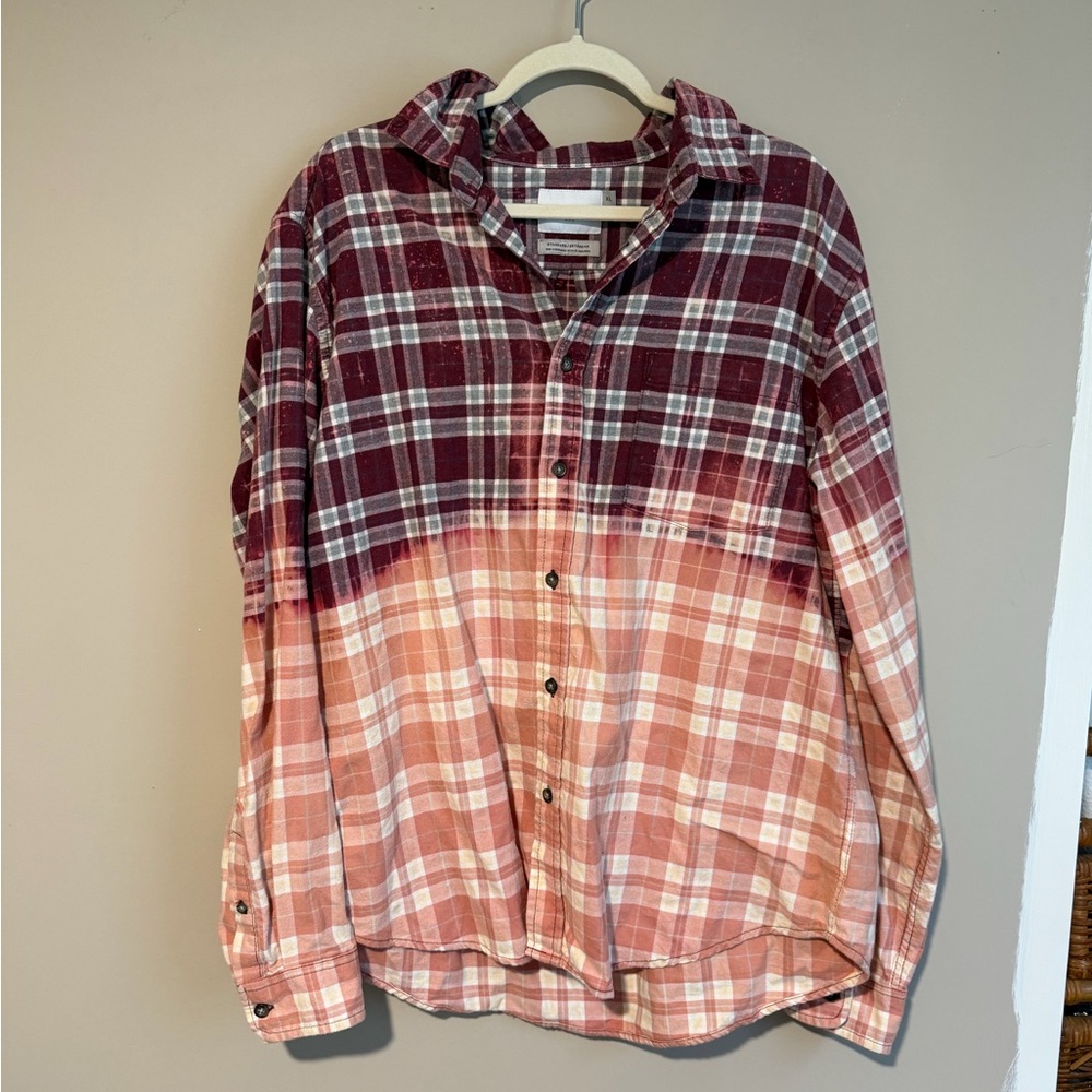 Bleach Dipped Burgundy Flannel